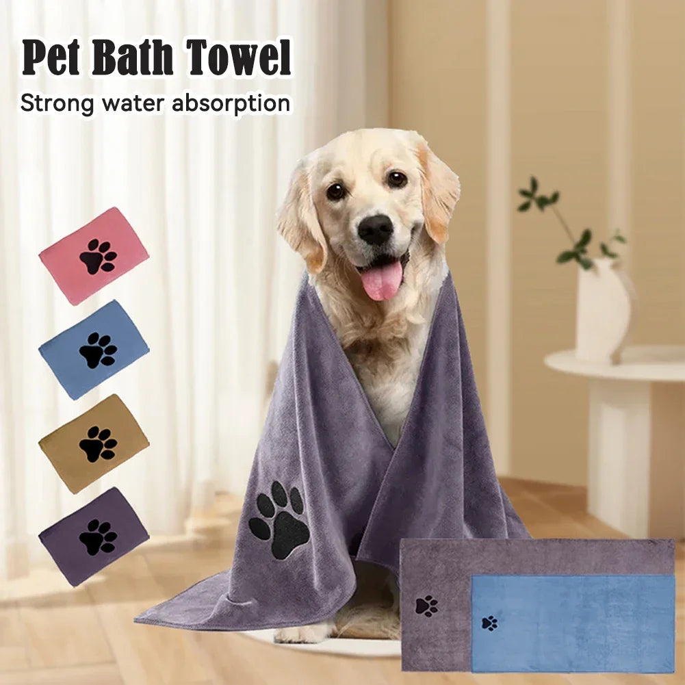 35*75cm/50*100cm  Dogs Grooming Supplies Microfiber Pet Bath Towel Embroidered Super Soft Absorbent Cat For