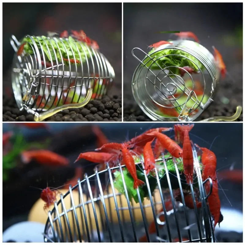 Stainless Steel Shrimp Feeding Dish Bowl (Metal Bait Cage, Fish Tank Food Container)