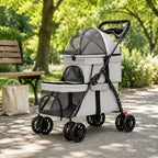 Double-Deck Pet Stroller Lightweight Small Dog Feline Stroller Pet Transport Lockable Wheels Removable Liner for Travel