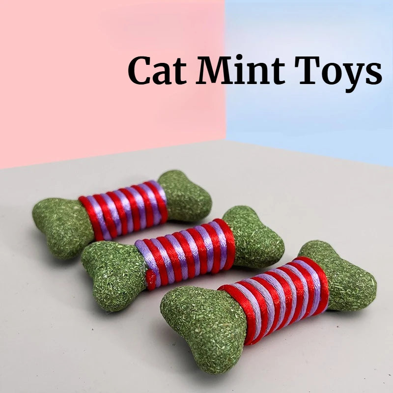 Catnip Bone-Shaped Rope Cat Grass Dental Toy — Lick, Chew & Clean