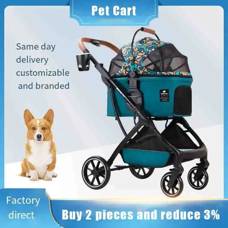 2025 2-in-1 Pet Stroller & Carrier for Small Pets - Lightweight Detachable Foldable Cart - Portable Travel System for Dogs Cats