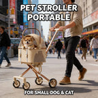 2026 New One Click Foldable Pet Stroller Portable Separable Light Weight Universal Outdoor Travel for Cats and Dogs Pet Stroller