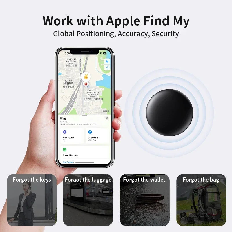MFi Certified Apple Find My Pet Anti-Loss Tracker - AirTag Compatible Bluetooth & GPS Key Finder (iOS)