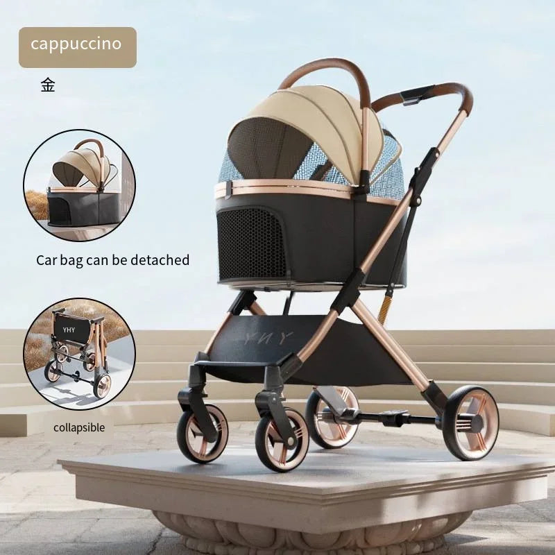 Separable Pet Stroller Pet Cart with Multifunctional Bag Separation Ultra Easy To Carry One Click Collection Cat Dog Stroller