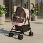Foldable Pet Stroller Ventilated Lightweight Pet Stroller Large Viewing Window Brake System for Small Pets, Outdoor Walks, Park