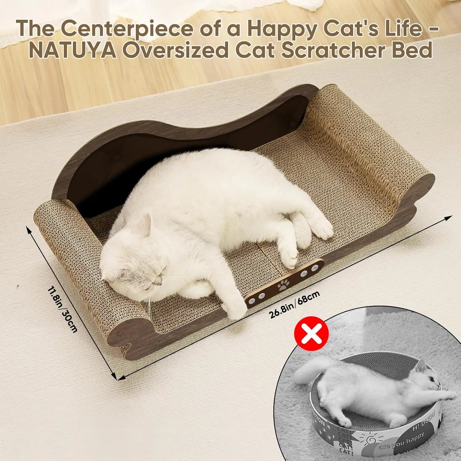 26in Extra-Large Cardboard Cat Scratcher Lounge