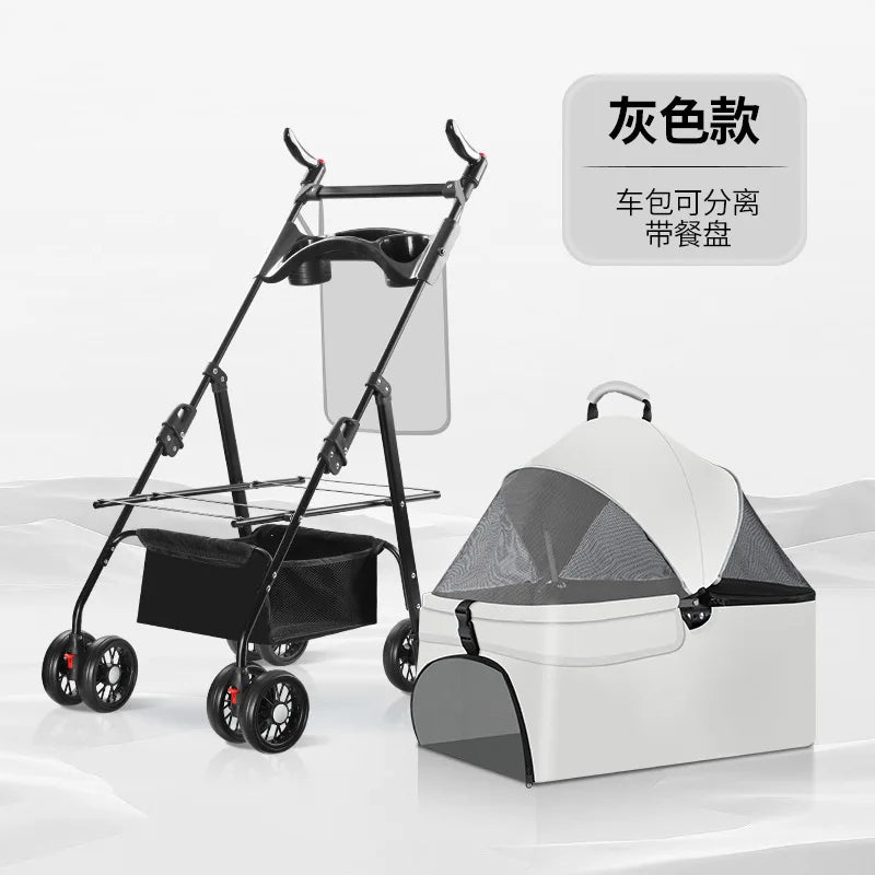 Pet Stroller for Dogs and Cats, Portable Foldable Travel Carrier for Small to Medium Pets, Outdoor Walking Jogging Cart