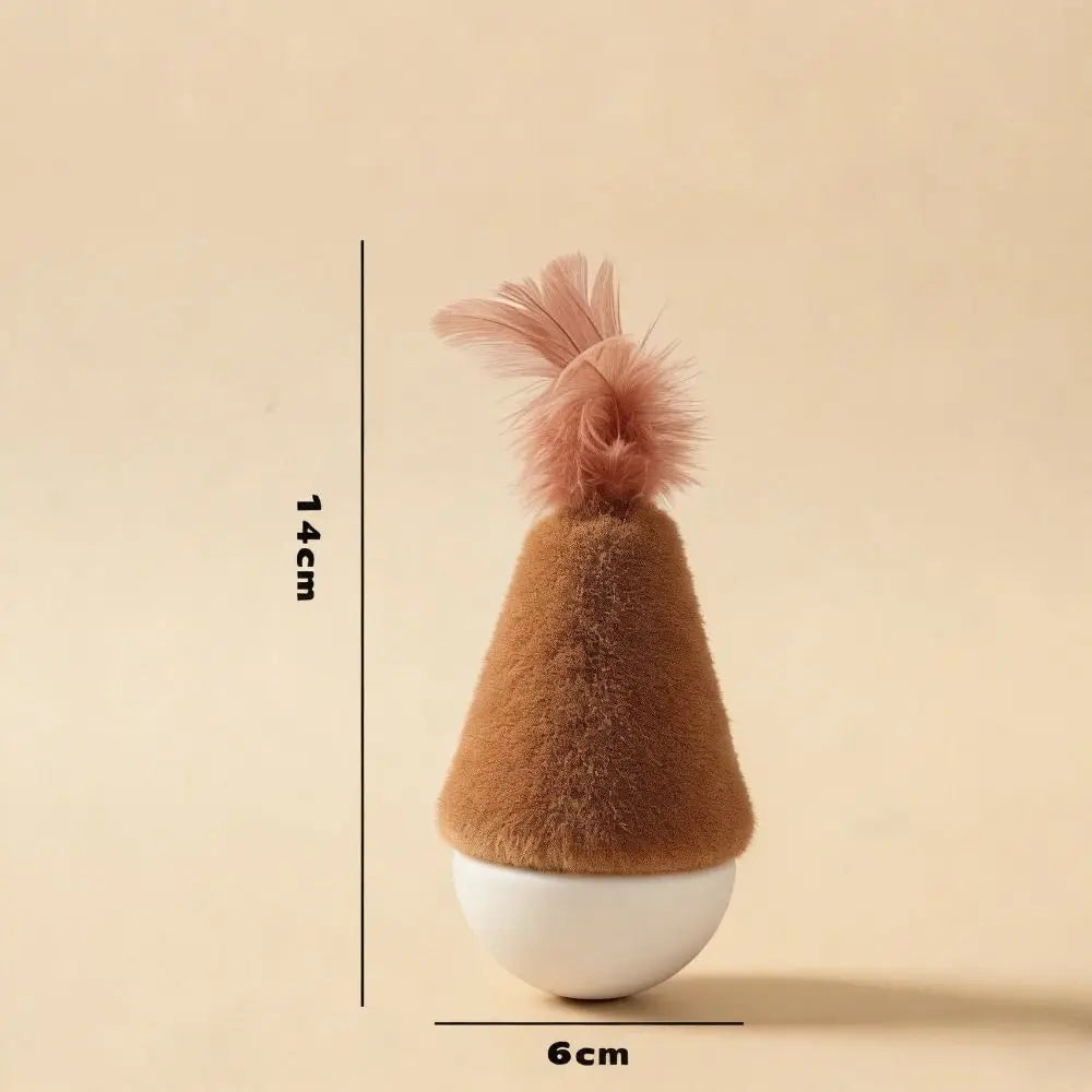 Bite-Resistant Feather Tumbler Wobbler Cat Toy — Non-Toxic Relaxing Interactive Solo Play Teaser