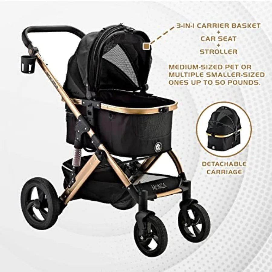 Monza Luxury 3-in-1 Stroller Travel Carrier Car Seat for Pets