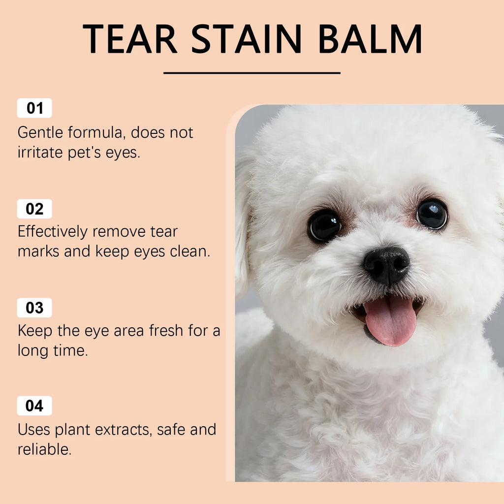Dog Cat Tear Stain Cleansing Cream With A Special Brush Natural Formula Deep Cleaning Keep Drying Pet Tear Stain Remover Cream