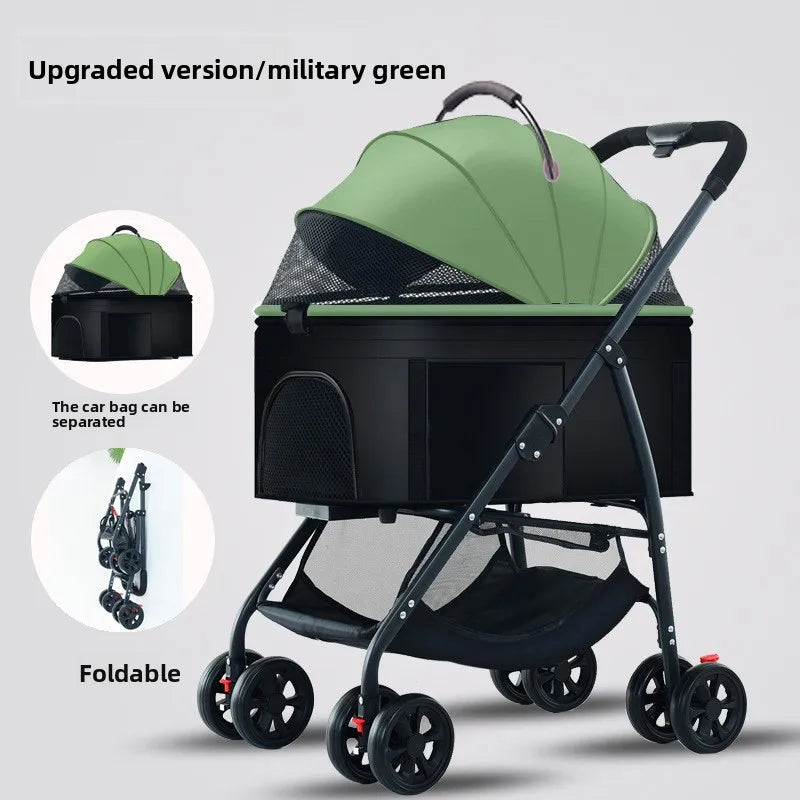 3-in-1 Pet Dog Stroller Cat Stroller Removable Carrier Dog Wagon for Medium Dogs Up To 55lbs Easy Foldable Pet Stroller