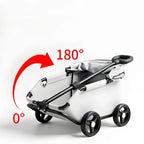 Foldable Pet Stroller Telescoping Handle Lightweight Pet Stroller Rolling Carrier Body Transport Easy Fold