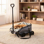 Lightweight Pet Pull Wagon Portable Foldable Pet Trolley 4-Wheel Dog Wagon Adjustable Handle Foldable Dog Carrier for Trip