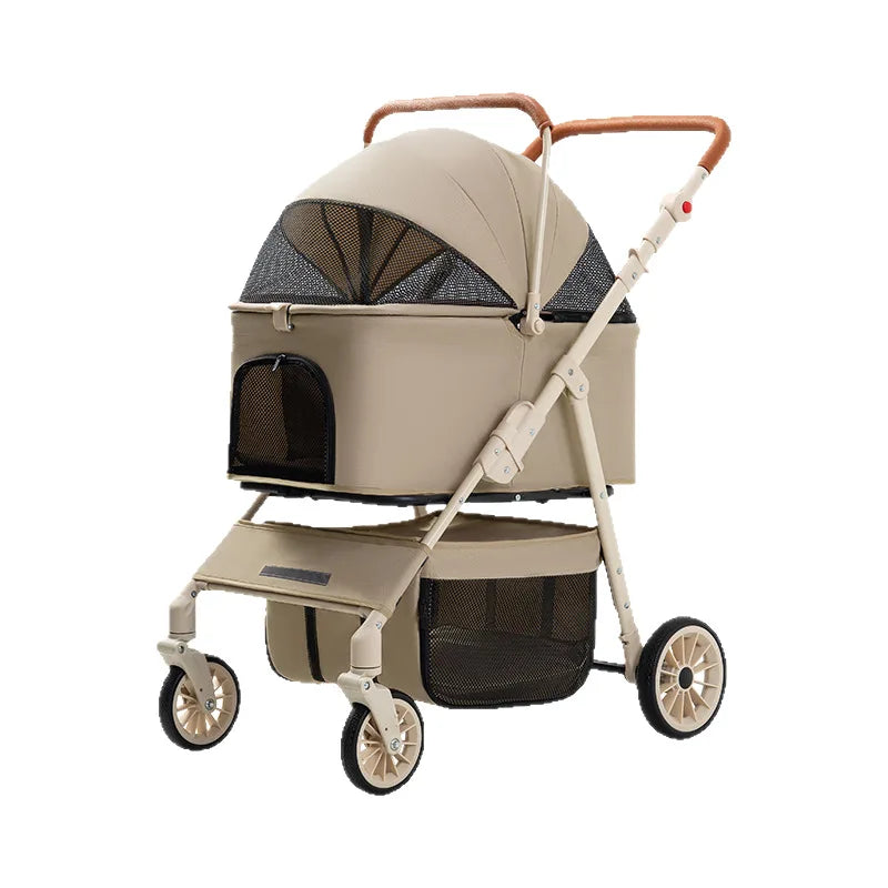 Medium and large pet cart, dog out cart, cat cart foldable, large space, lightweight and separable basking pet cart t
