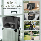 Double Pet Stroller for Dogs and Cats: Dog Stroller Foldable Travel Carriage with Detachable Carriers, Safety Belts, and 4 Lock