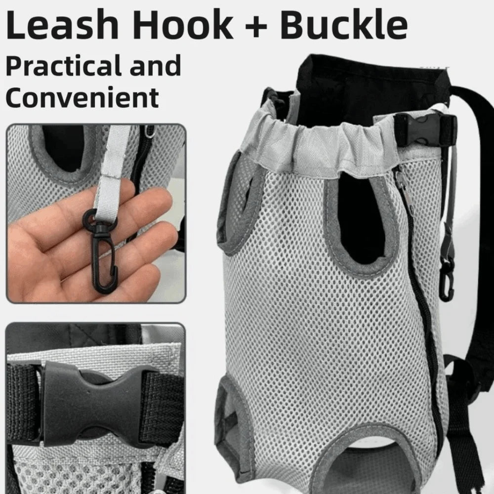 Breathable Mesh Pet Front Bag Adjustable Strap Double Shoulder Pet Carrier Backpack Lightweight Portable Dog Front Carrier