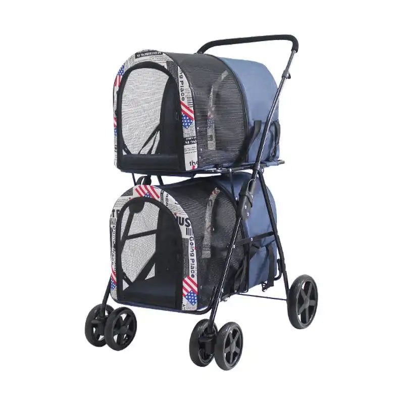 Stroller Double Dog Pet Stroller for Cats Dogs Large 4 Wheel Luxury Travel Pet