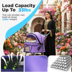 BestOffice 3-Wheel Foldable Pet Stroller with Cup Holder - Lightweight Travel Carrier for Small & Medium Dogs & Cats