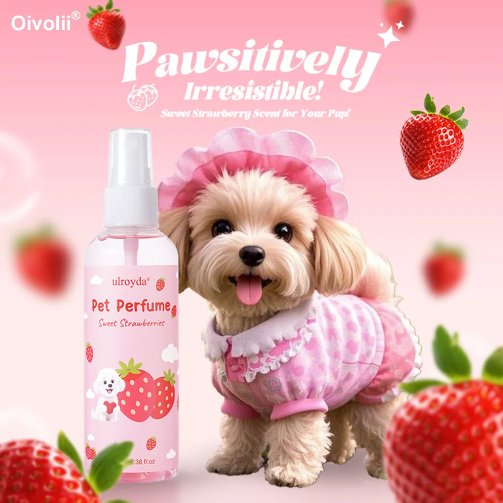 Pet Perfume Spray Sweet Strawberry Scent Long Lasting Fragrance Gentle Formula For Dogs Cats All Breeds Daily Grooming And Fresh