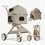 Pet Stroller for Medium Dogs & Cats Up to 55lbs, 2-in-1 Convertible Design with Removable Carrier & One-Click Folding Dog Stroller with 4Wheels