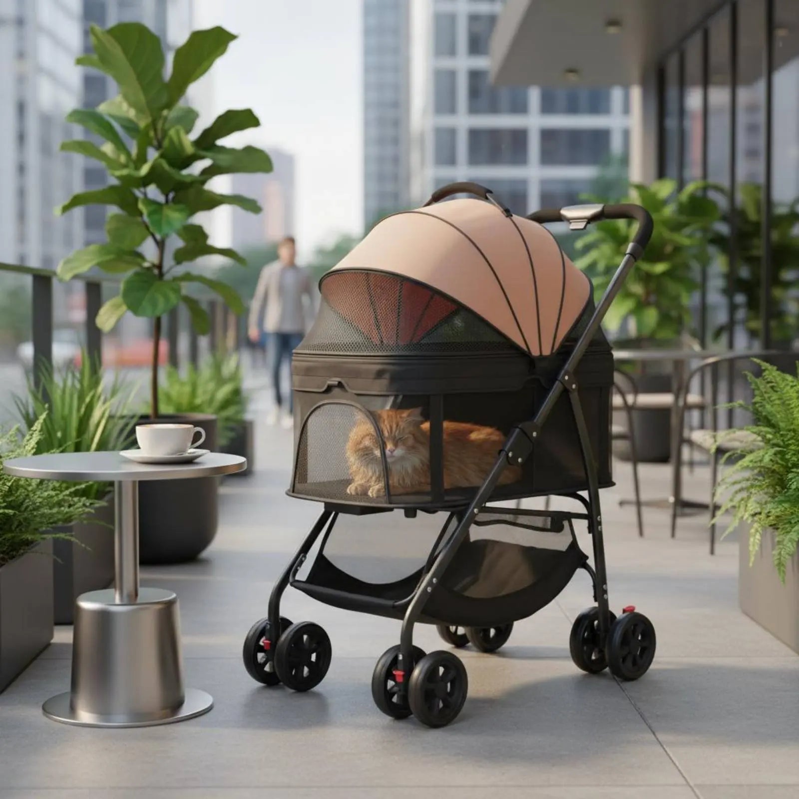 Foldable Pet Pet Transport Full Rotation Wheels Detachable Pet Carrier Pet Transport Lightweight Dog Cat Animal Carriage Storage