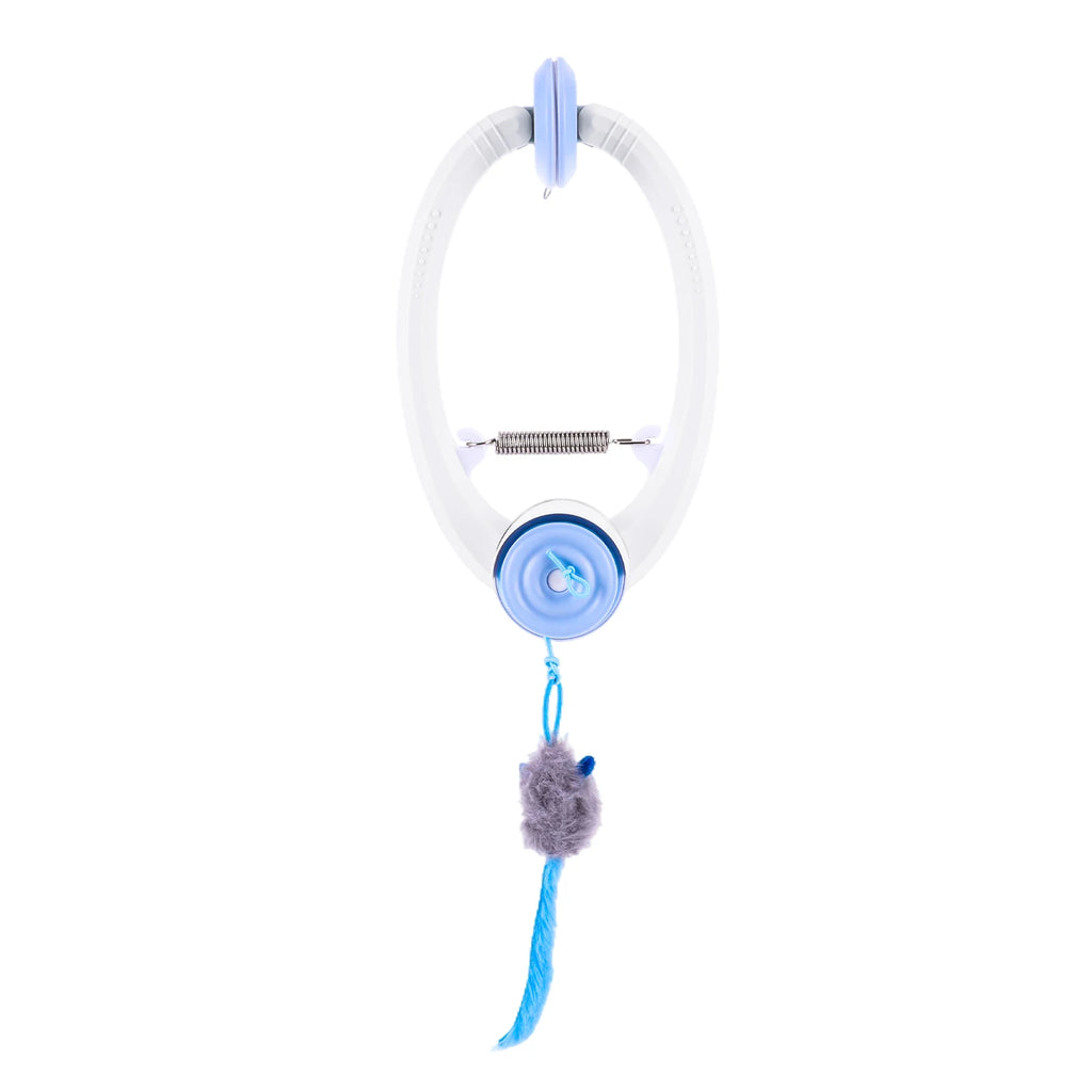 Door-Hanging Retractable Cat Teaser with 3 Catnip Mice — Automatic Indoor Kitten Toy