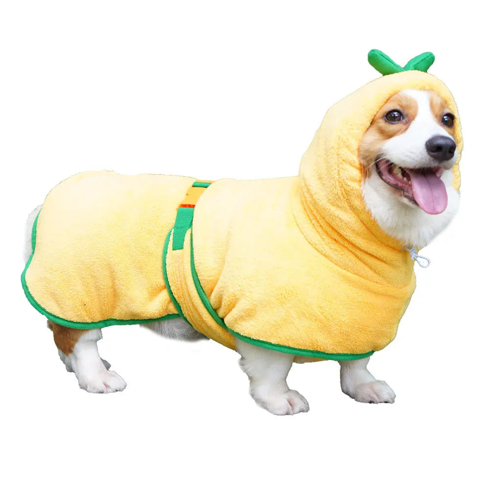 Bathrobe for Dogs Super Absorbent Fast Drying Hooded Cute Pet Bathrobe Towel for Cats Dogs Adjustable Microfiber Coat Corgi Pugs