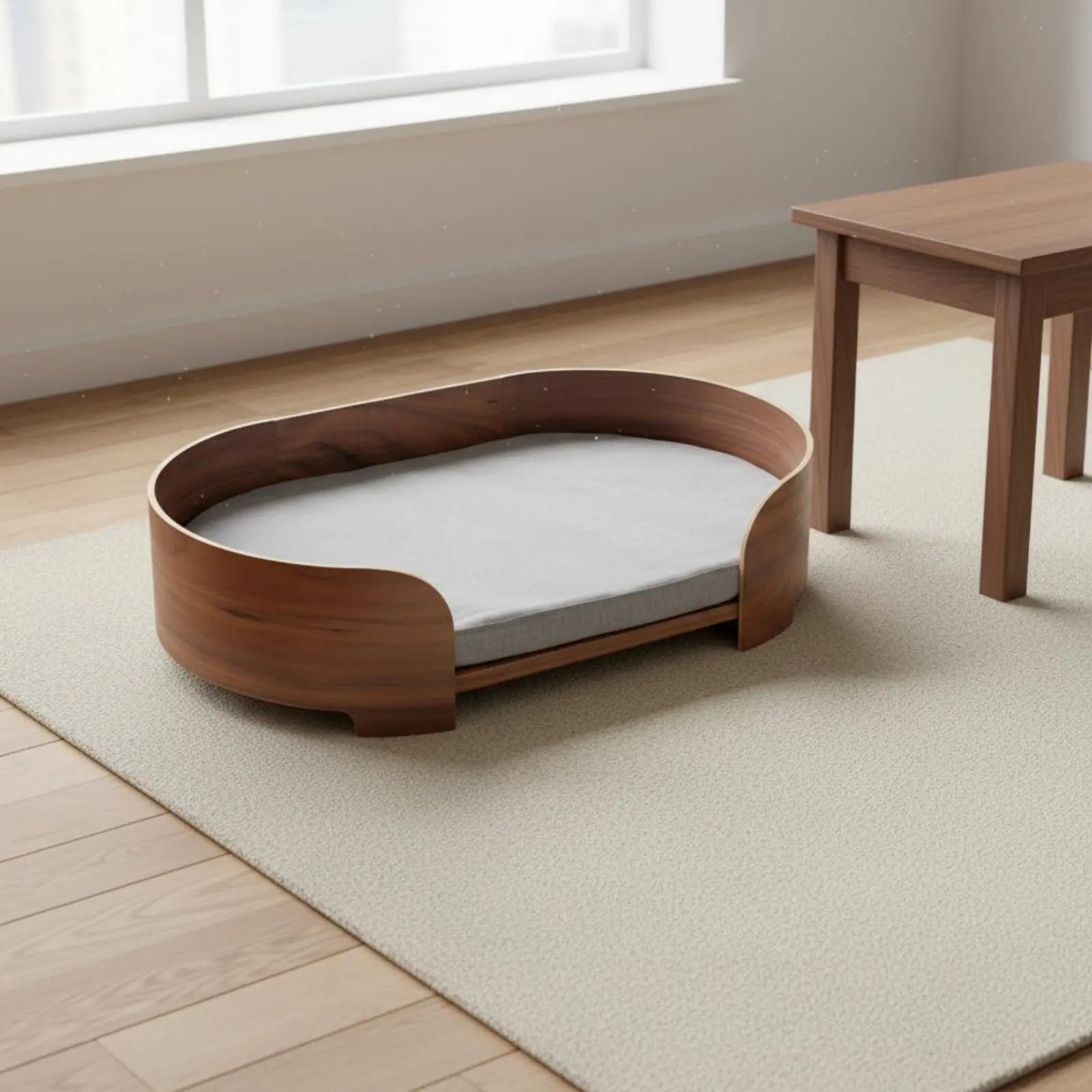Oval Wooden Pet Sofa Bed with Removable Cover (All-Season)