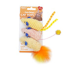 3-Pack Squeaky Catnip Plush Mouse Cat Toys — Colorful Interactive Rattle Mice for Kittens
