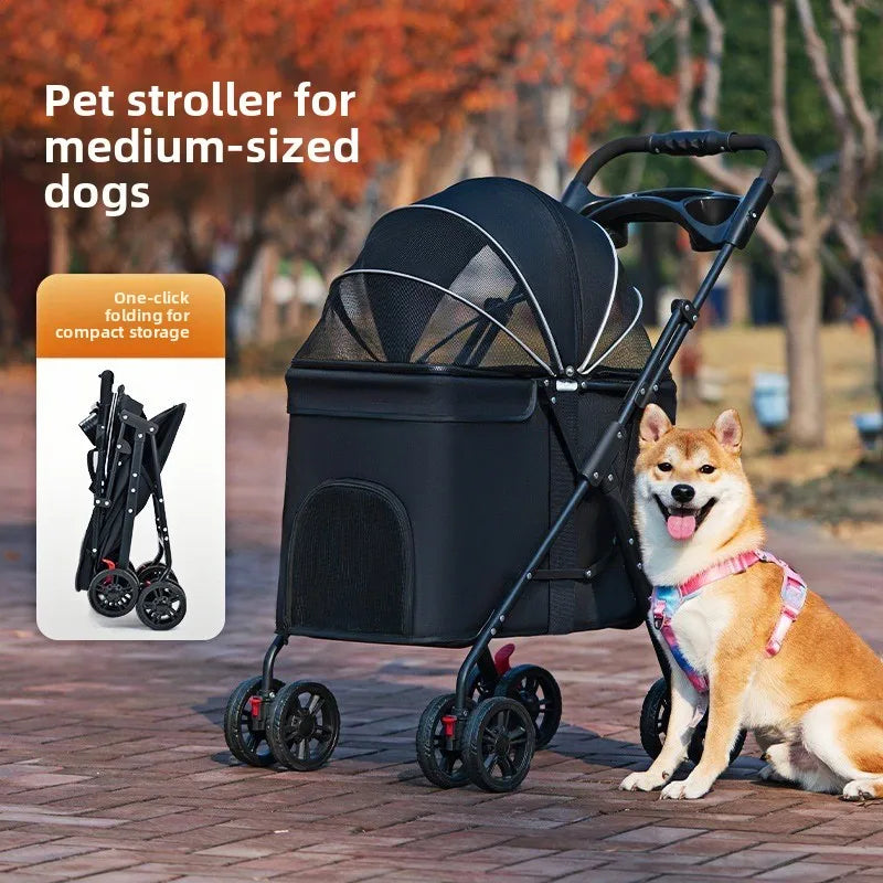Pet Stroller Medium Large Dogs Cats Teddy Outdoor Lightweight Foldable All Purpose Dog Cart Puppy Stroller Pet Stroller