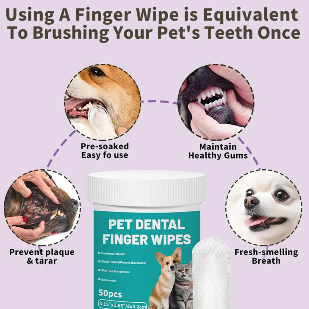 Pet Cleaning Product Disposable Finger Toothbrush Pet Teeth Cleaning Finger Covers Gentle Wet Wipes Fresh Breath Orals Cleaning