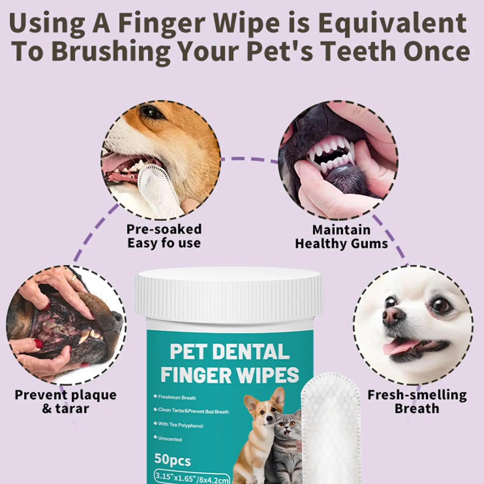 Pet Cleaning Product Disposable Finger Toothbrush Pet Teeth Cleaning Finger Covers Gentle Wet Wipes Fresh Breath Orals Cleaning