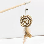 Colorful Feather Rod Cat Wand Toy — Interactive Wood Handle Teaser Stick for Cats