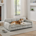 Elevated Linen Sofa Bed for Large Dogs (Beige)