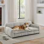 Elevated Linen Sofa Bed for Large Dogs (Beige)
