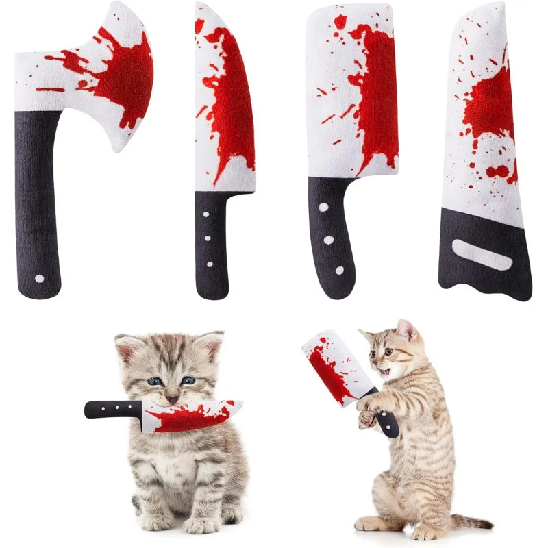 Potaroma 4-Pack Knife-Shaped Catnip Crinkle Toys — Indoor Exercise for All Breeds