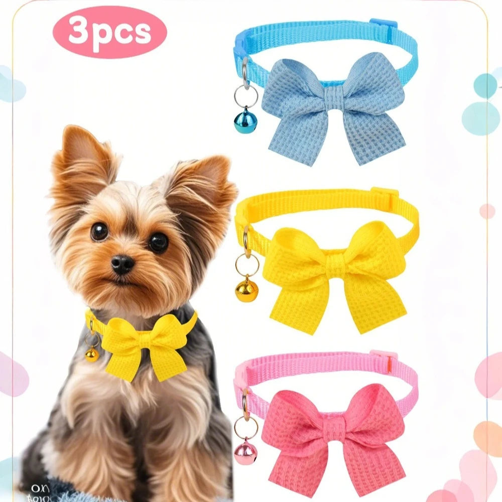 Waffle-Knit Bow Pet Collar