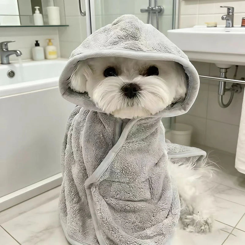 Pet Bathrobe Quick Drying Soft Pet Bath Towel Robe Absorbent Soft Pets Bathrobe Dog Bath Towel for Small Medium Dogs and Cats