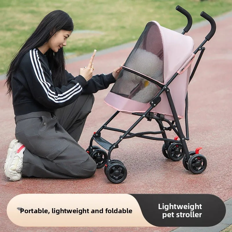 Crossborder Pet Stroller Cat Dog Teddy Lightweight Portable Foldable Outdoor Travel Pet Trolley Trolley for Dog Pet Stoller