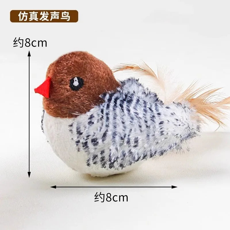 Flapping Wings Flying Bird Cat Toy — Vivid Chirping Simulation Sparrow Interactive Cat Toy