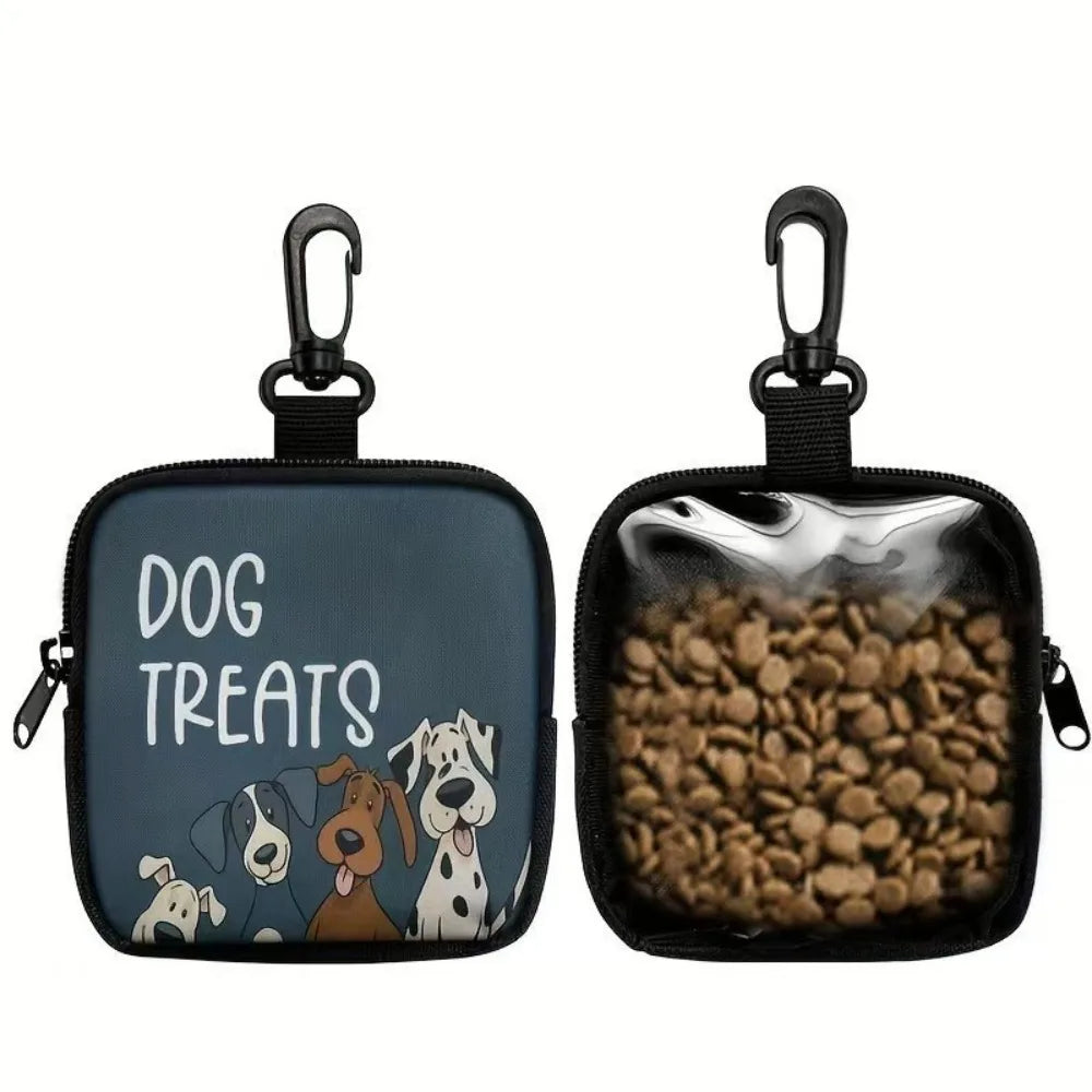 Waterproof Dog Treat Pouch Zipper Closure Clip Attachment Pet Training Reward Bag Printed Design Snack Container Pet Snack Bag