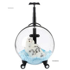Portable Pet Stroller Transparent Cat Trolley Lightweight Foldable Wheeled Puppy Travel Carrier Compact Dog Cat Carrier Outdoor