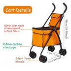Lightweight Foldable Pet Stroller, Heavy Duty Oxford Fabric Dog Shopping Cart with Storage Basket for Outdoor Walking