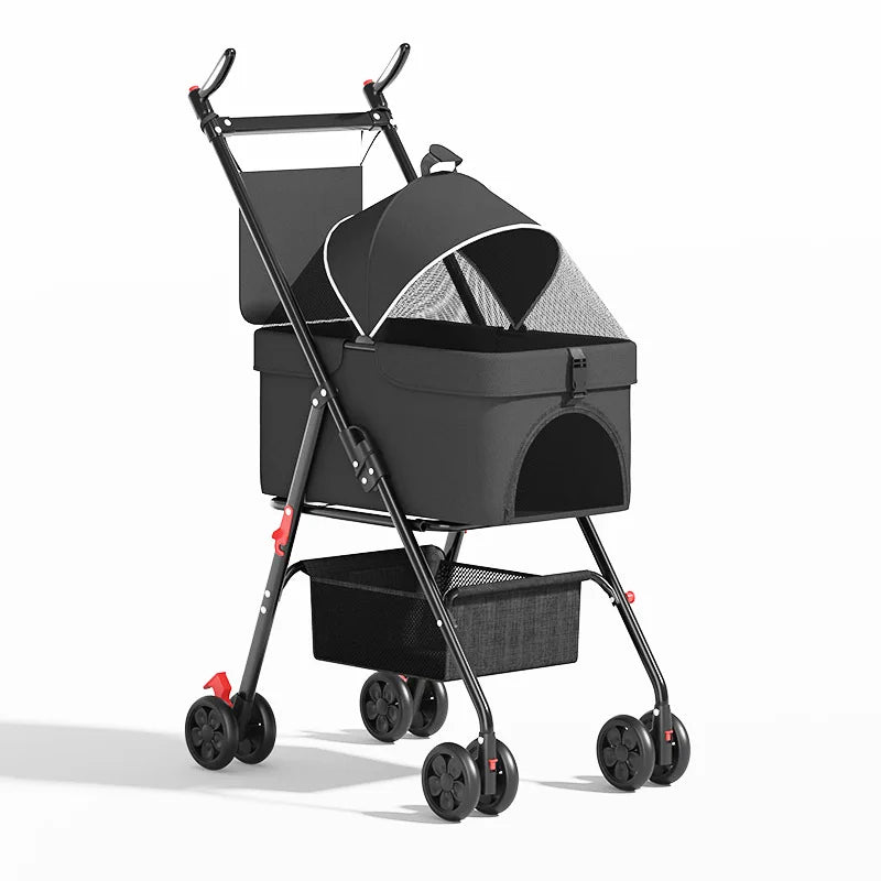 Pet Cart, Cat and Dog Cart, Small, Lightweight, Foldable Teddy, Outdoor Cart, Detachable for Going Out