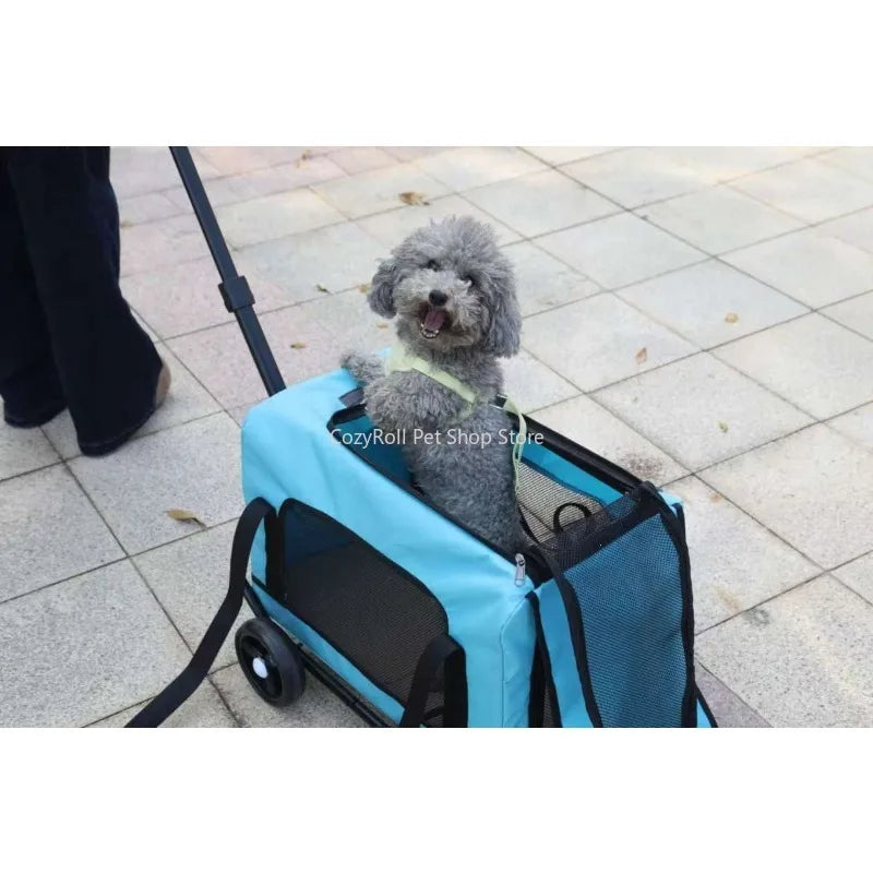 Soft-side Wheeled Cat Carrier for Dogs with Telescopic Handle Rolling Pet Travel Bag Carrier MAX for 50LBS Camping Vet Visiting