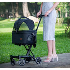 Lightweight Portable Pet Stroller Foldable Two-seat Design Detachable Frame for Small Dogs Cats Outdoor Walking Travel Carrier
