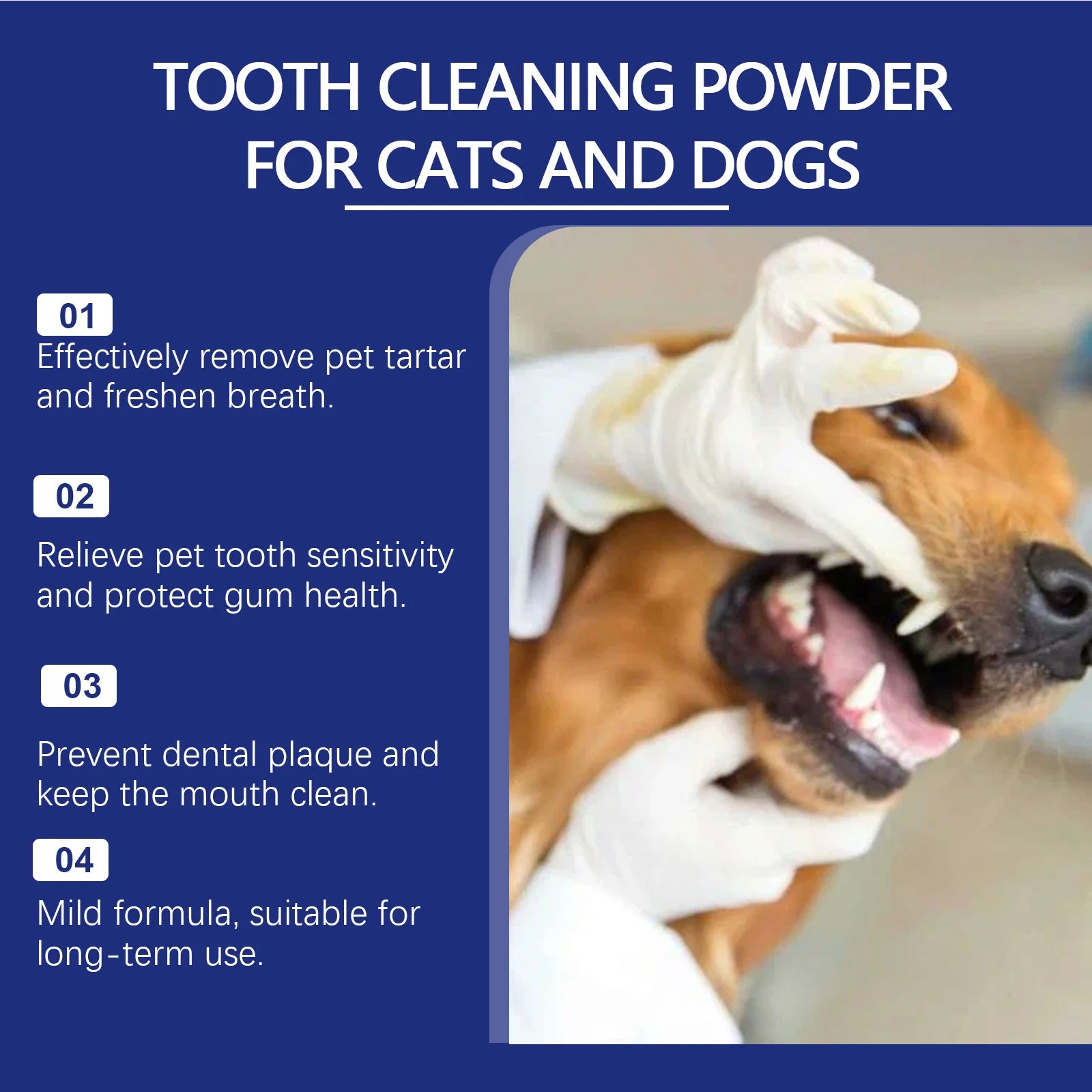 Pet Tartar Removal Tooth Powder Cleans Pet Teeth Removes Stains Tartar Keeps Teeth White Controls Odor Fresh Breath Tooth Powder
