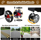 Foldable 4-Wheel Pet Stroller for Small Dogs & Cats, Breathable Mesh, Cup Holder & Storage Basket, Black
