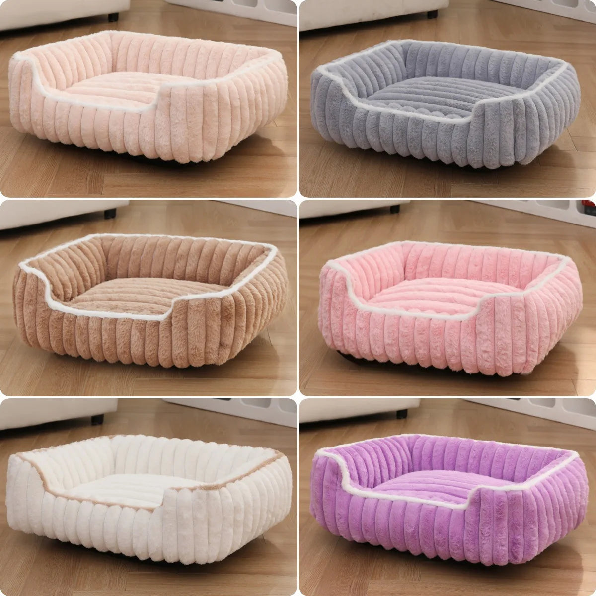 Plush Faux Fur Square Pet Bed (All-Season)