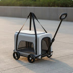 Foldable Pet Stroller Breathable Mesh Small Dog Feline Trolley Bag Pet Trolley Carrier Telescoping Handle Feline Rolling Carrier